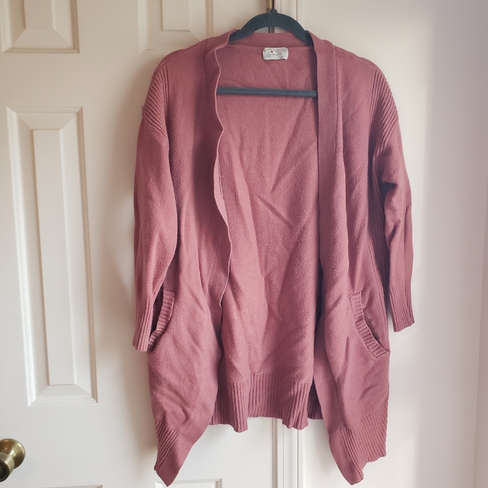 Poof Apparel mauve cardigan, L